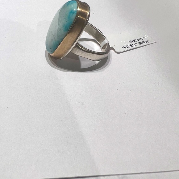 Jamie Joseph Sterling/14k Gold with Natural Turquoise Ring.Size 8 - Picture 5 of 5
